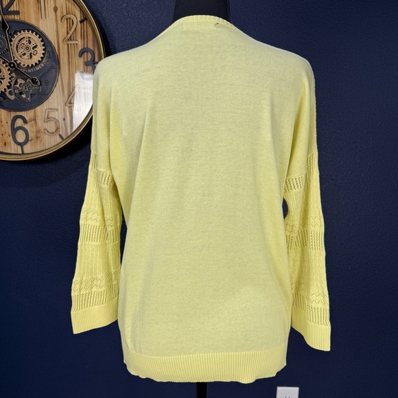 The Limited Yellow Crew Neck Sweater with Lacy Knit, Size Large - Picture 3 of 9